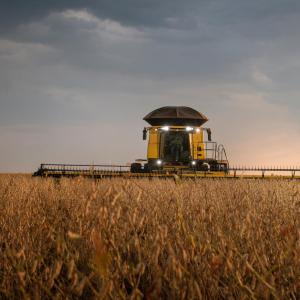 Harvester in field