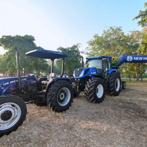 Two blue tractors