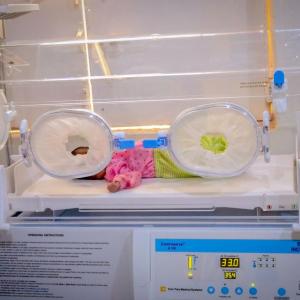 Abdullahi Ali in an incubator. 