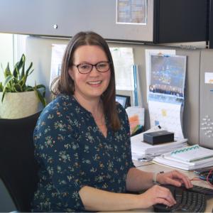 Anne Lee in an office