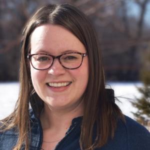 Anne Lee with a snowy background