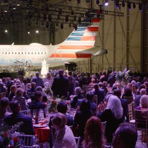 Flagship Valor plane at event with crowd