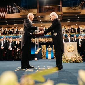 Dr. Moungi Bawendi being awarded the Nobel Prize for Chemistry.