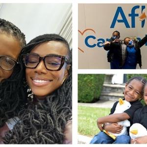 O’Shea Guillory shown with children at the Aflac Cancer Cancer and Blood Disorders Center. 