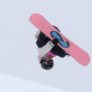 Athlete snowboarding
