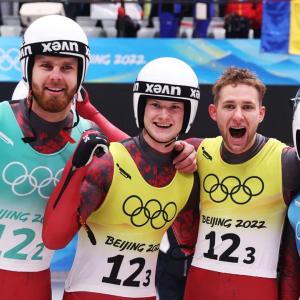 Group of smiling Olympic athletes