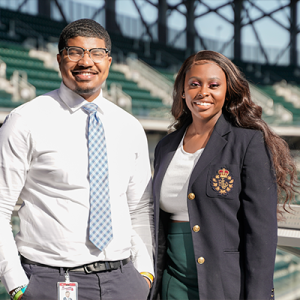 two people posing together