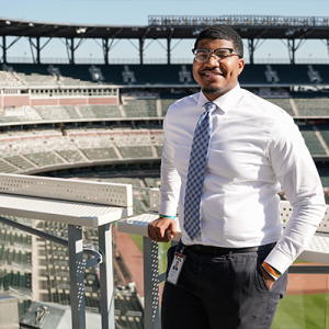 person poising and smiling