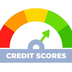 Credit scores with arrow 
