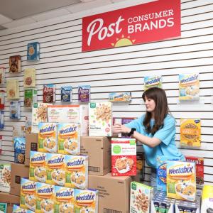 Post employees with goods donated 