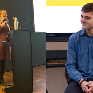 Elisabeth von Reitzenstein and Quinten Geleijnse presenting on PEFCR.