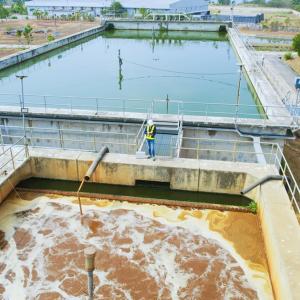 Aerial view of a water treatment center