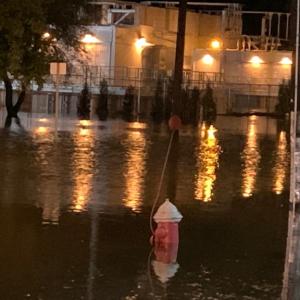 Flooding in the streets after a storm.