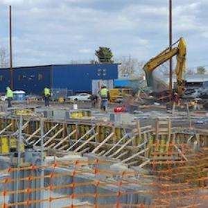 Photo of a substation under construction.