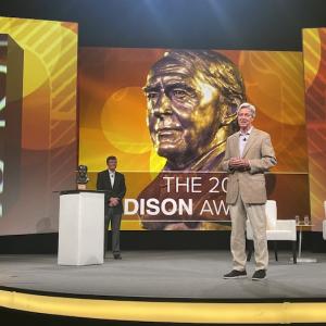 PSEG Chairman and CEO, Ralph Izzo, accepts the 2022 Edison Award at the Edison Electric Institute's convention and Expo in Orlando, Fla. 