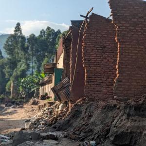 Damage inflicted by landslides in the Kasese District. 