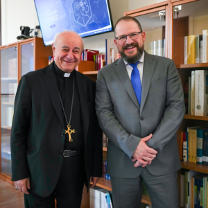 Archbishop Vincenzo Paglia, and Qualcomm President and CEO, Cristiano Amon.