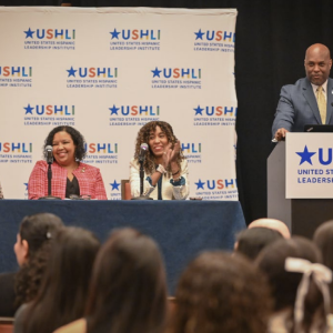 Panelists and a speaker at the United States Hispanic Leadership Institute (USHLI) Conference
