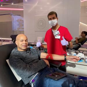 man preparing to donate blood 