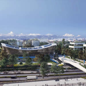 View of a stadium from the distance