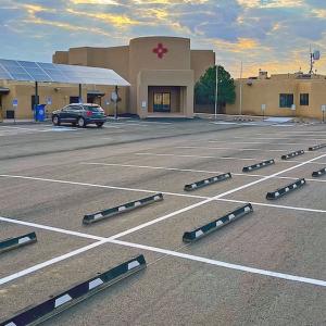 New parking lot in front of the community services complex