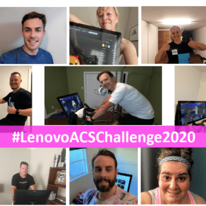 Davor and Gina lead participants in the Turkey Burn Peloton Ride event as they fundraise for ACS.