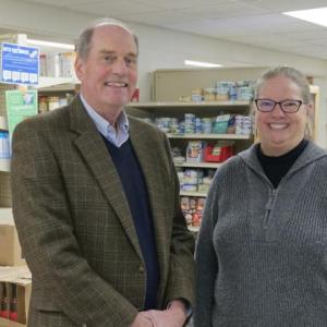 Two people stood inside a supermarket 