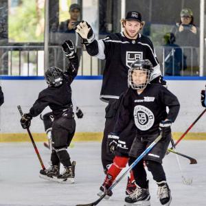 Youth hockey players from the Little Kings enjoy practice with the LA Kings.