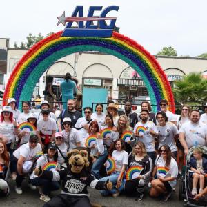More than 50 employees from AEG and its Southern California business divisions including AXS, AEG Presents, Crypto.com Arena, Dignity Health Sports Park, the LA Galaxy, LA Kings, marched at the LA Pride parade.