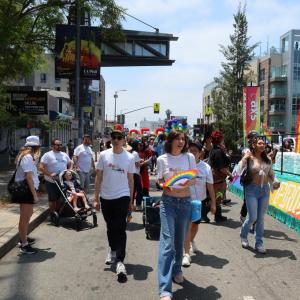 AEG employees marched alongside the company’s float during the 55th Annual LA Pride celebration on June 8, 2025. 