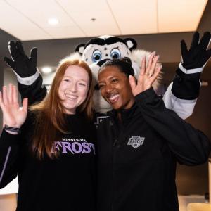 Minnesota Frost forward Dominique Petrie and LA Kings NHL Scout Blake Bolden