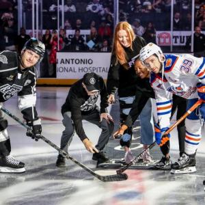 Ceremonial puck drop for Ontario Reign’s Women in Sports Game