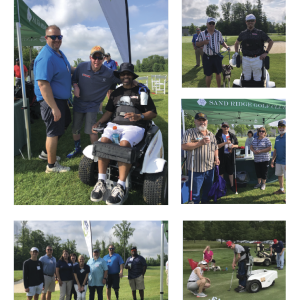 Collage of people at the Annual Stars, Stripes & Links golf clinic