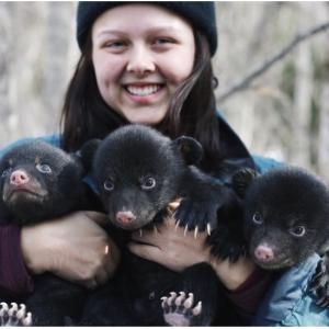 Noelle with bear cubs