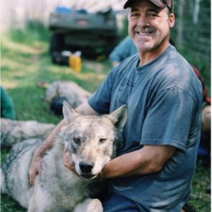 Tim with wolf