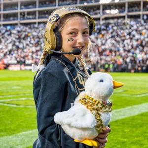 Piper and her Alfac Duck at Colorado vs. Baylor game on Sept. 21.