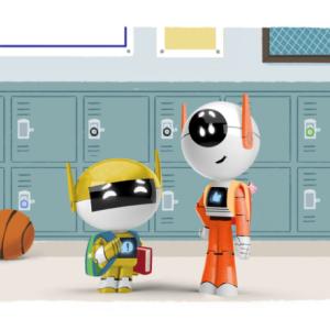 animation of two robots in school