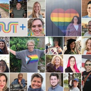 Collage of employees in CRB's Out+Allies employee resource group 
