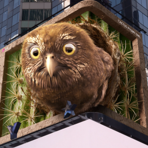 pygmy owl on large screen