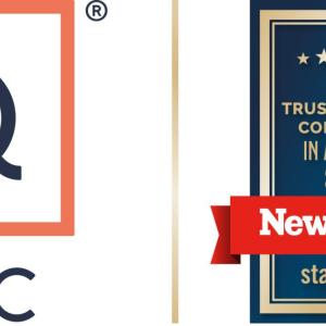 The QVC logo and the Newsweek Most Trustworthy Companies in America 2023 badge are shown.