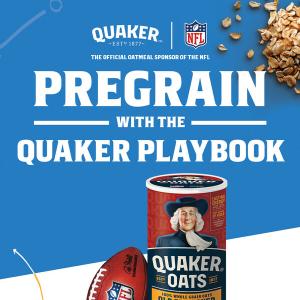 box of quaker oats and a football