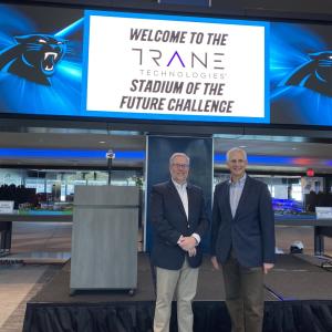 Trane Technologies' Paul Camuti and Ray Pittard judged the Trane Technologies Stadium of the Future STEM Challenge