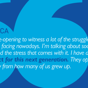 "It was eye-opening to witness a lot of the struggles our youth are facing nowadays. I'm talking about social media and the stress that comes with it. I have a lot of respect for this next generation. They operate differently from how many of us grew up.