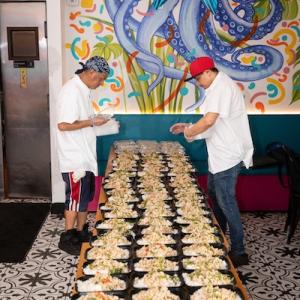 Food being prepared by Rethink Food teammates.