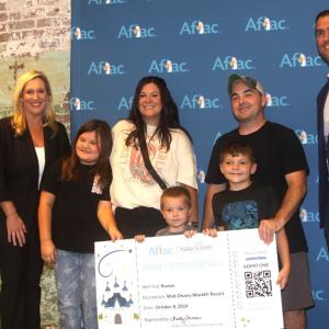 Rowan and family shown with Aflac and Make-A-Wish South Carolina representatives.
