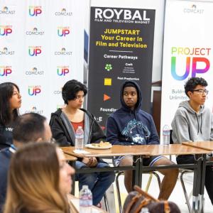Students at a long table