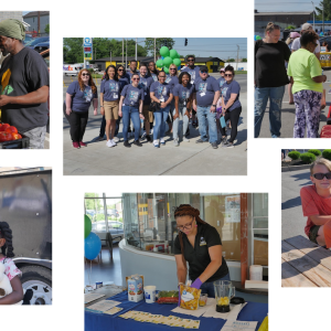 Collage of people attending a block party