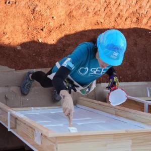 SEE employee helping to paint a house