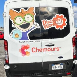 STEAM MACHINE van with Chemours logo on the back