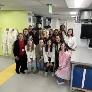 A group of STEM students in P&G headquarters and Research & Development Center